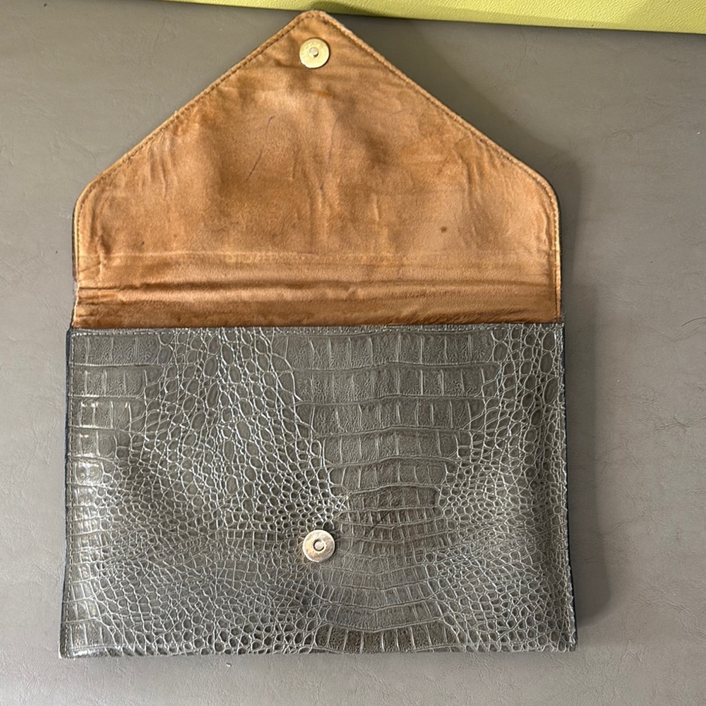 Vintage Vivace Green Crocodile Alligator Embossed Clutch